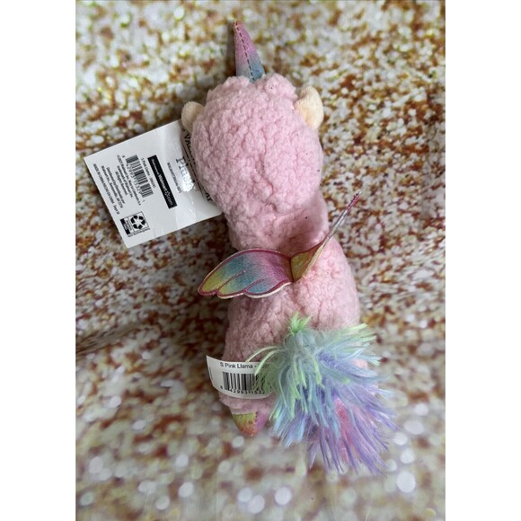 Pastel Pink Llama Unicorn Plush Soft Rainbow Wings & Tail 9” NWT Llamacorn - Picture 4 of 5